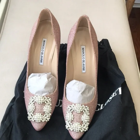 Manolo Blahnik Shoes Sold Manolo Blahnik Hangisi Pink Glitter